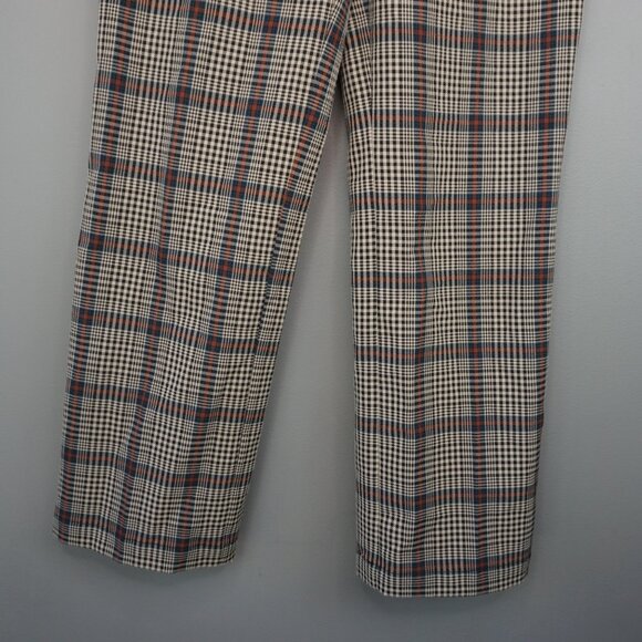 Reformation Franklin Straight Leg Trouser Pants in Beige and Red Plaid size 6 - Picture 5 of 16